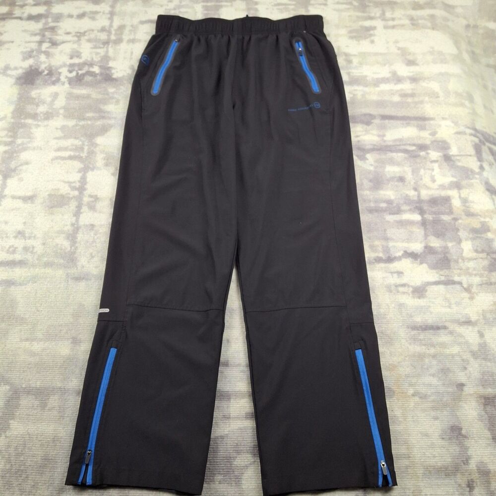 Free Country Pants Mens Large L Black Blue Zipper Ankle Active Hiking Track...